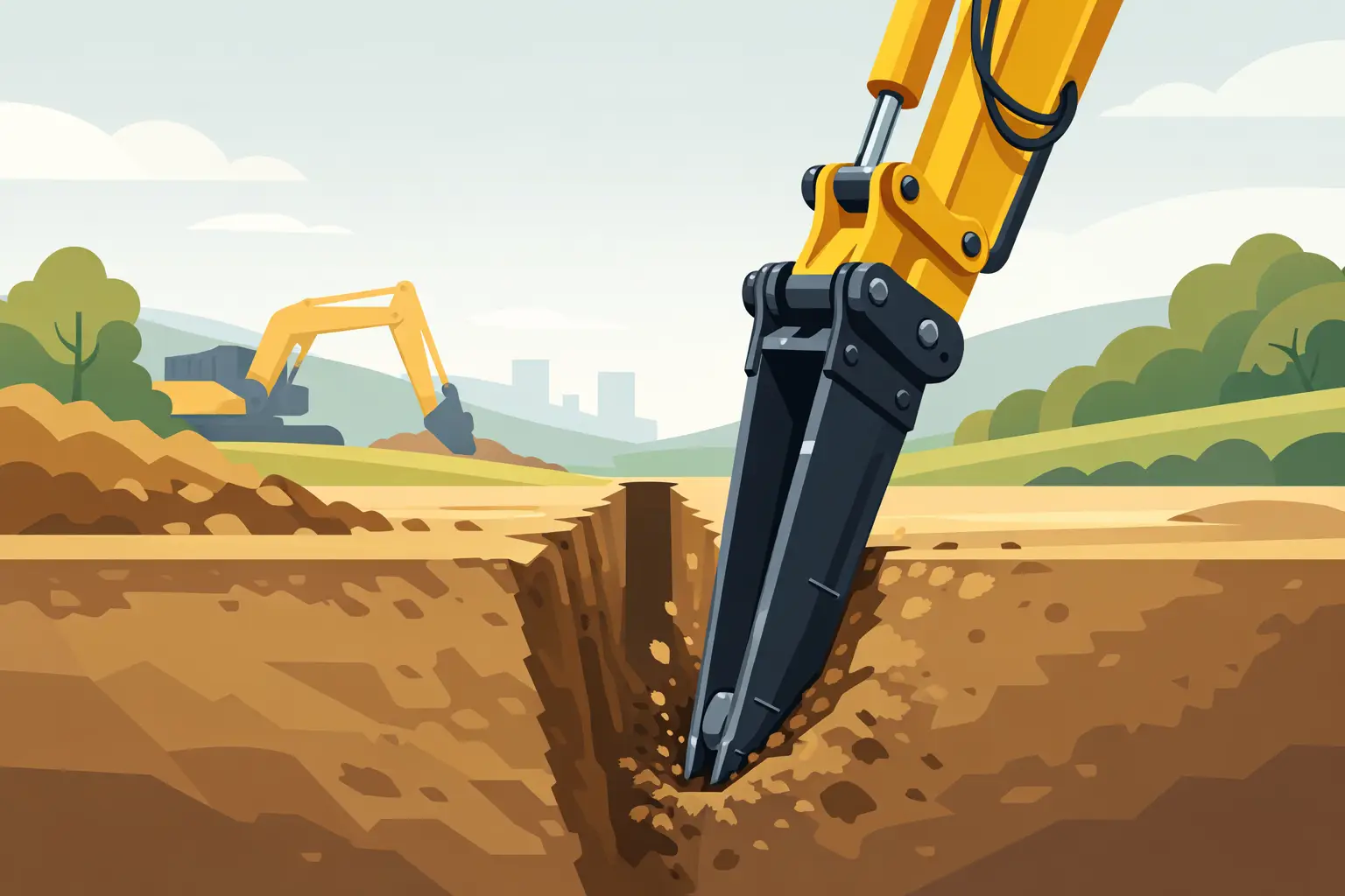 Cupă îngustă pentru șanțuri la excavator