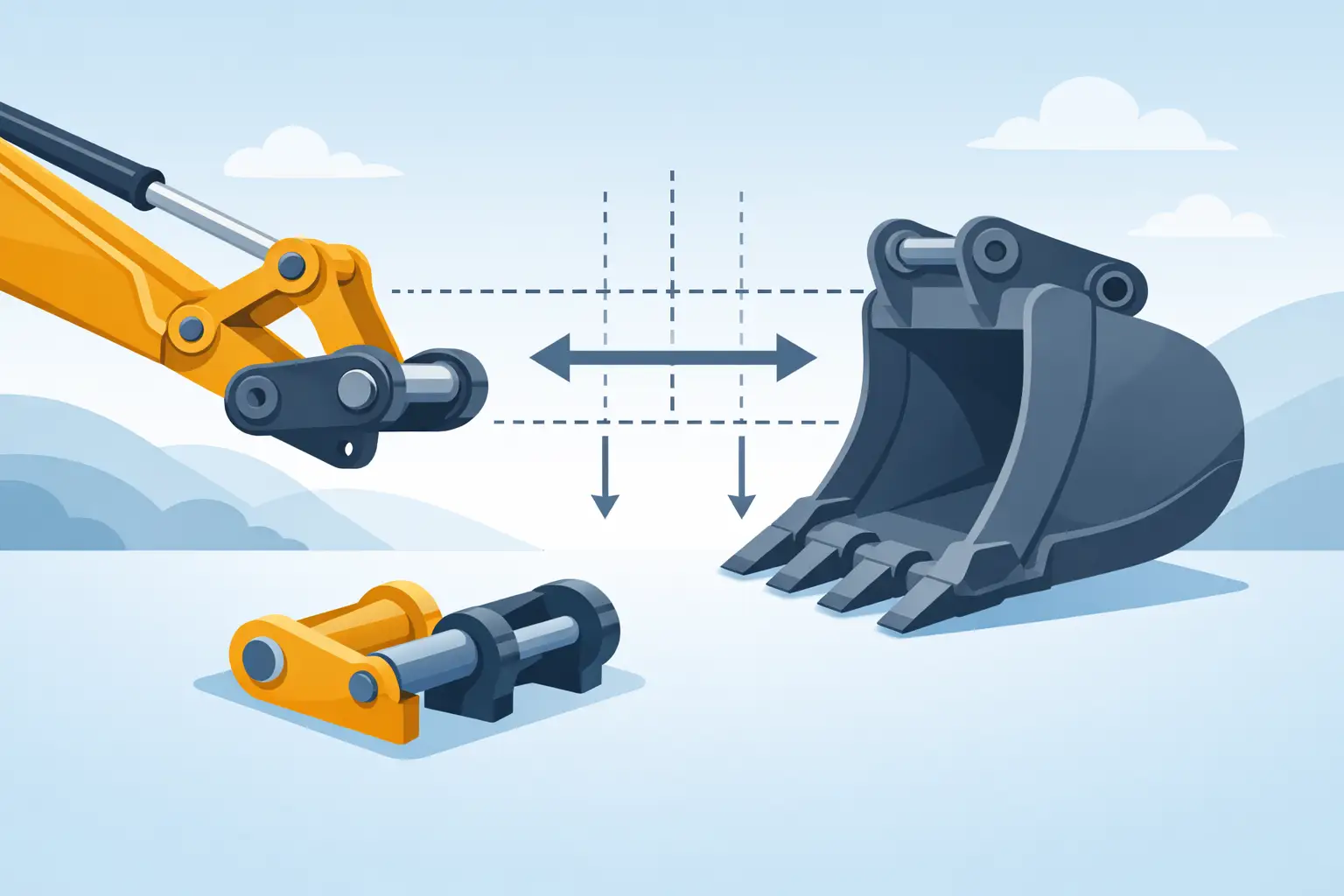 Dimensiuni prindere cupă excavator corecte