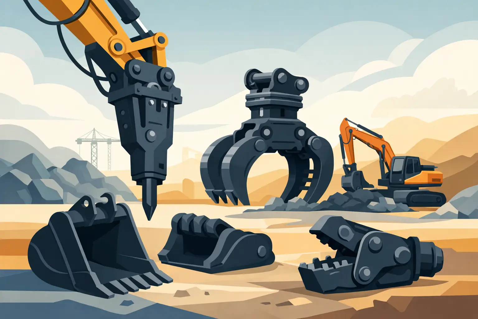 Atașamente excavator pentru lucrări grele