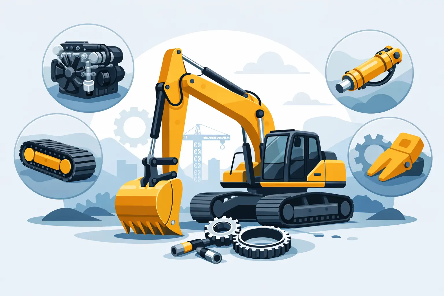 Piese excavator care țin utilajul în lucru