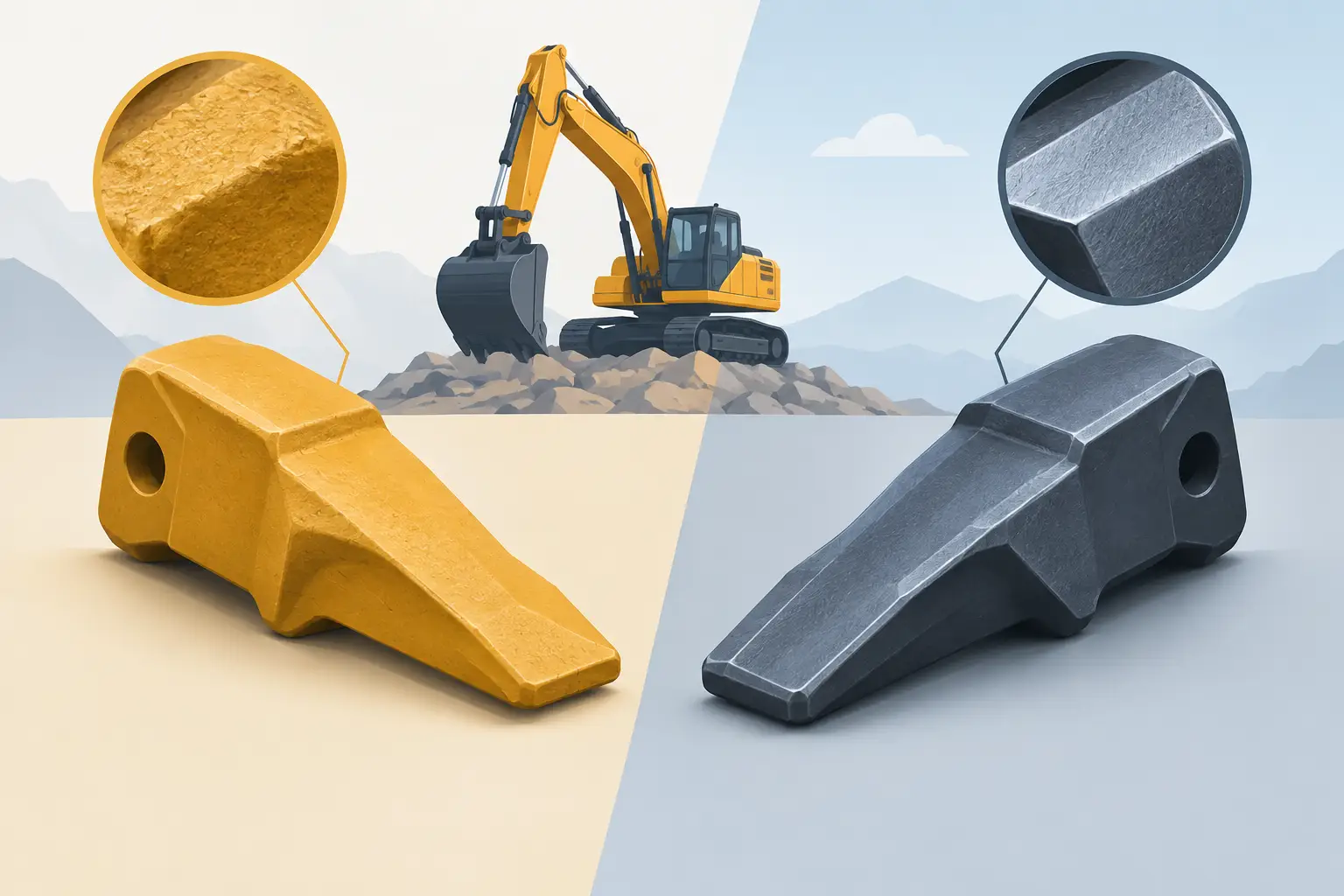 Dinți turnați versus forjați pentru excavator