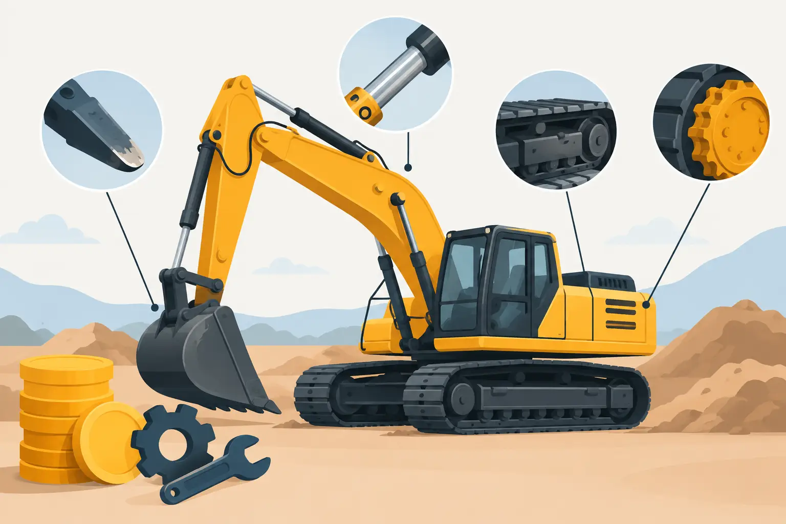 Costuri de uzură la excavator: ce plătești